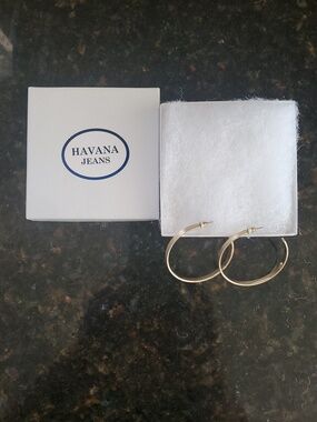 Havana Jeans Brand Gold Metal Hoop Earrings